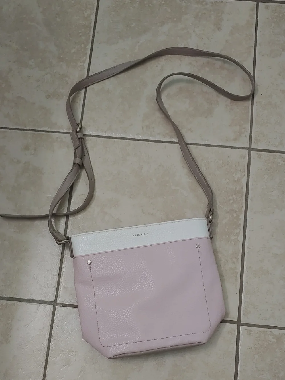 Anne Klein Crossbody Pastel Pink and White Travel Purse